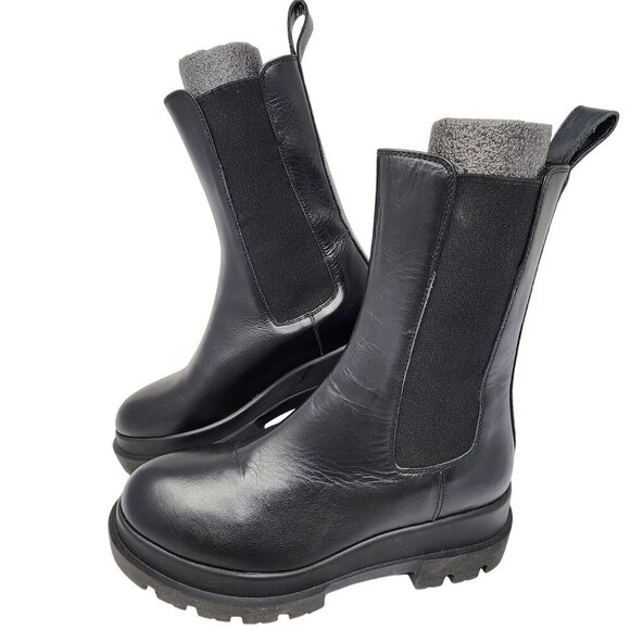 La Canadienne Black Leather Chelsea Boots Size 37 Made In Italy With Wellfleet L - Picture 1 of 11